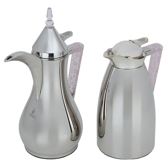 Maha thermos set, shiny nickel with pink crystal handle image 2