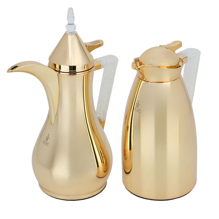 Maha golden thermos set with crystal handle, two pieces image 2