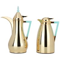 Maha golden thermos set with a light green crystal handle, two pieces product image