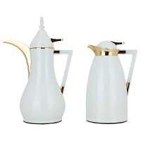 Maha pearl matte thermos set with crystal handle in gold, two pieces product image