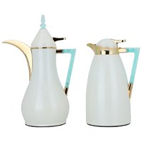 Maha pearl matte thermos set with a light green and gold crystal handle product image