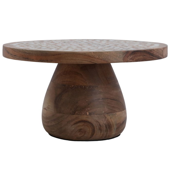 Wooden round cake stand with base image 1