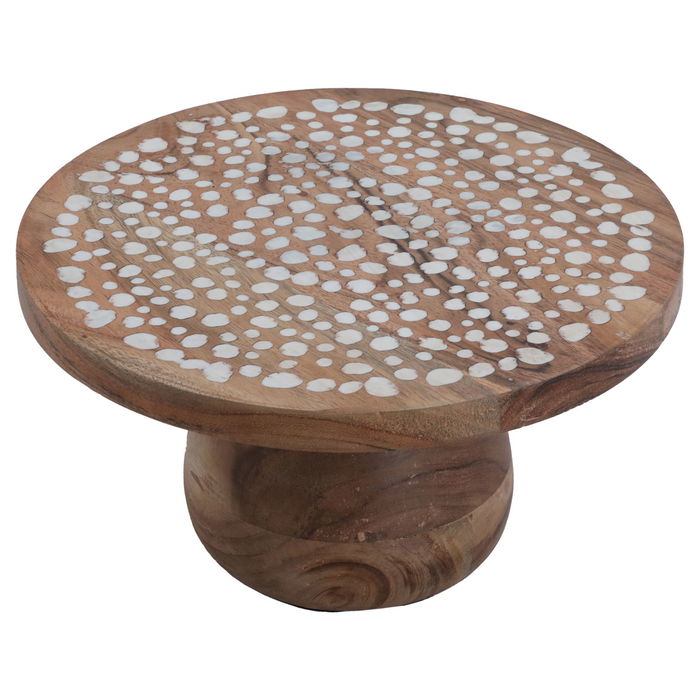 Wooden round cake stand with base image 2