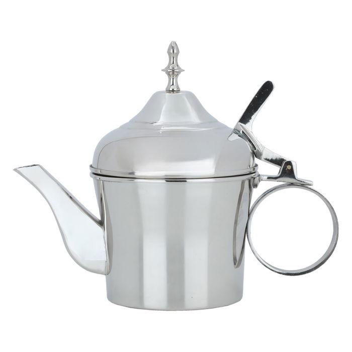 Silver steel teapot with round handle image 1