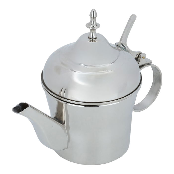 Silver steel teapot with round handle image 2