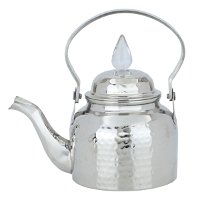 Silver teapot with white lid product image