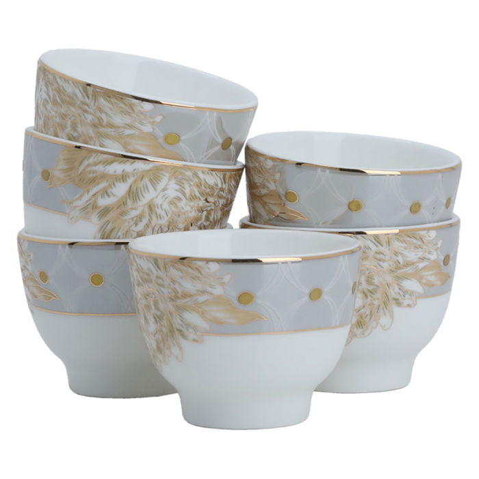 Arabic Porcelain White Coffee Cups Set Golden Rose Pattern 6 Pieces image 1