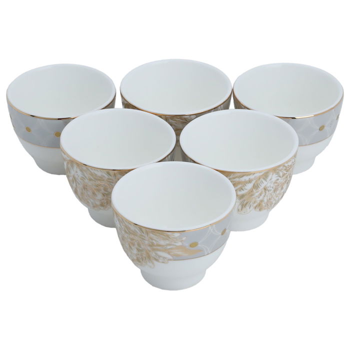 Arabic Porcelain White Coffee Cups Set Golden Rose Pattern 6 Pieces image 2