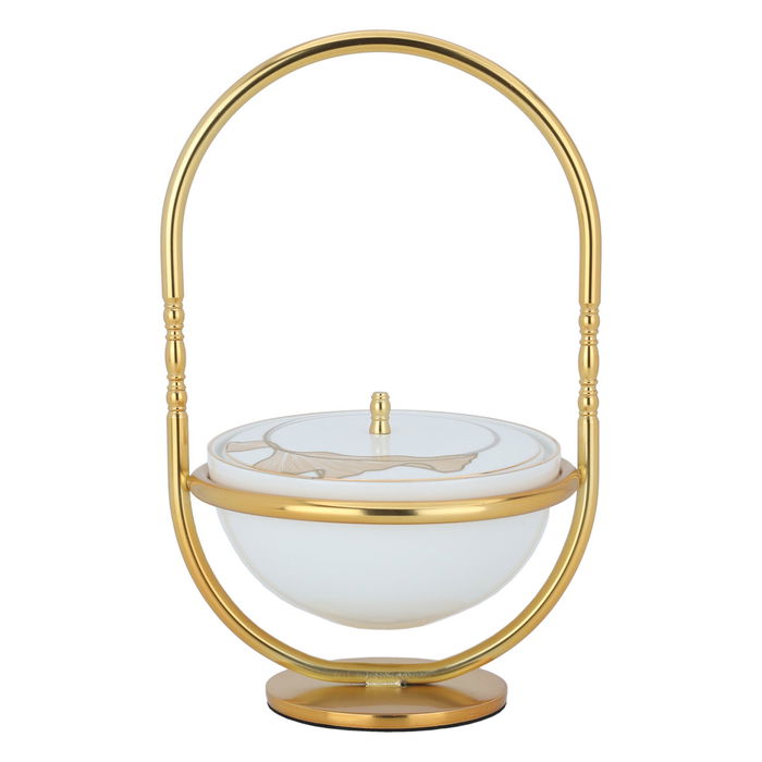 Circular date patterned with gold stand lid image 1