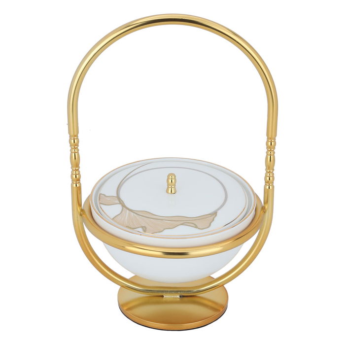 Circular date patterned with gold stand lid image 2