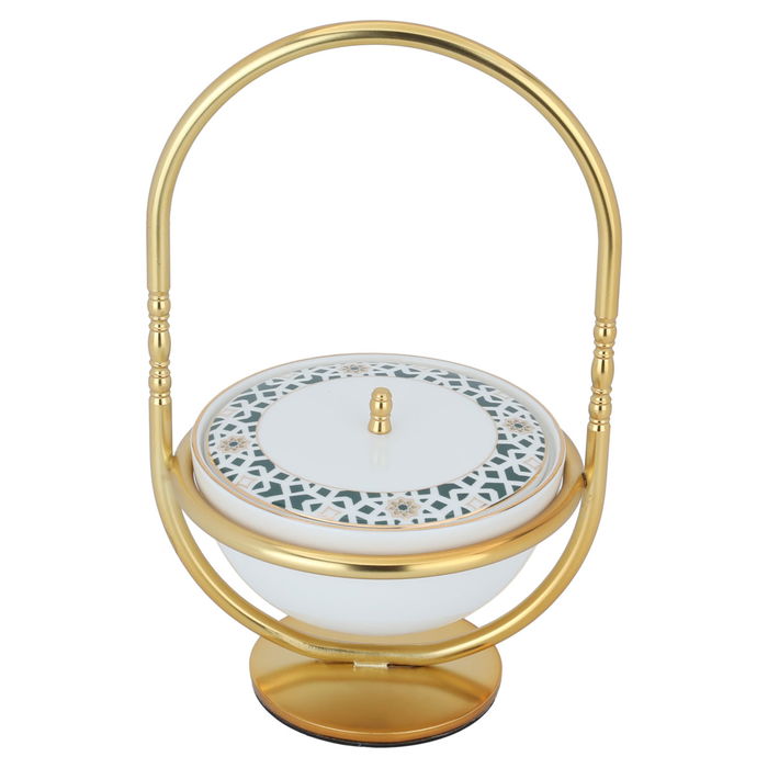 Engraved circular Date bowl with a golden stand cover image 2