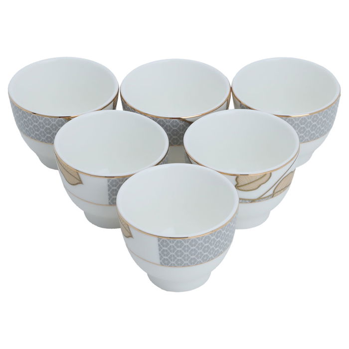 Arabic Porcelain White Coffee Cups Set Golden Leaf 6 Pieces image 2