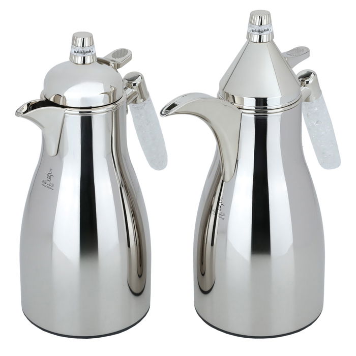 Auspicious silver thermos set, crystal handle, two pieces image 2