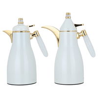 Auspicious pearl thermos set with crystal handle and gold, 2 pieces product image