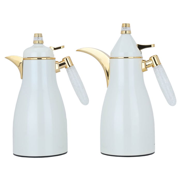 Auspicious pearl thermos set with crystal handle and gold, 2 pieces image 1