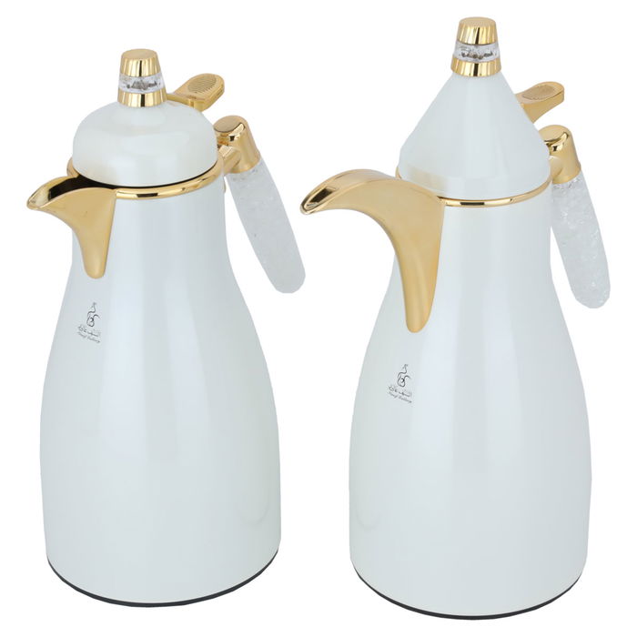 Auspicious pearl thermos set with crystal handle and gold, 2 pieces image 2