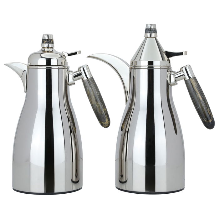 Maymouna thermos set, silver, black marble handle, two pieces image 1