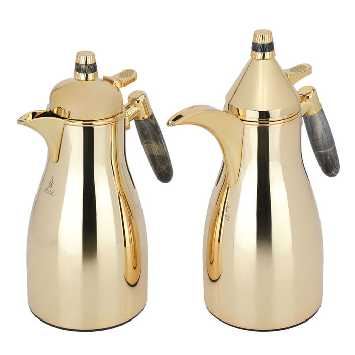 Maimouna thermos set, gold, black marble handle, two pieces image 2