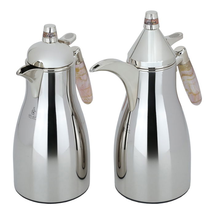 Auspicious silver thermos set, light mauve hand, two pieces image 2