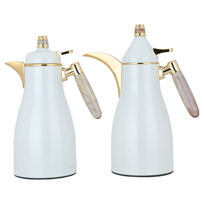 Auspicious pearl thermos set, light mauve and gold, two pieces image 1