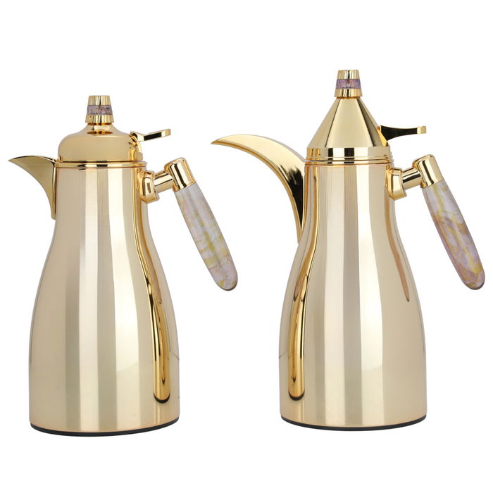 Golden Maimouna thermos set, light mauve hand, two pieces image 1