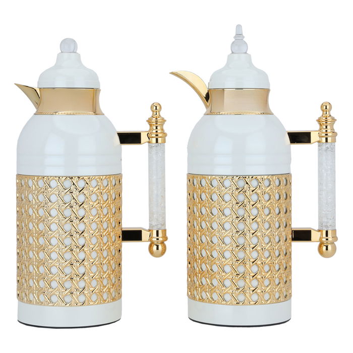 Sarah pearl hand crystal thermos set in gold, two pieces image 1