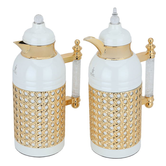 Sarah pearl hand crystal thermos set in gold, two pieces image 2