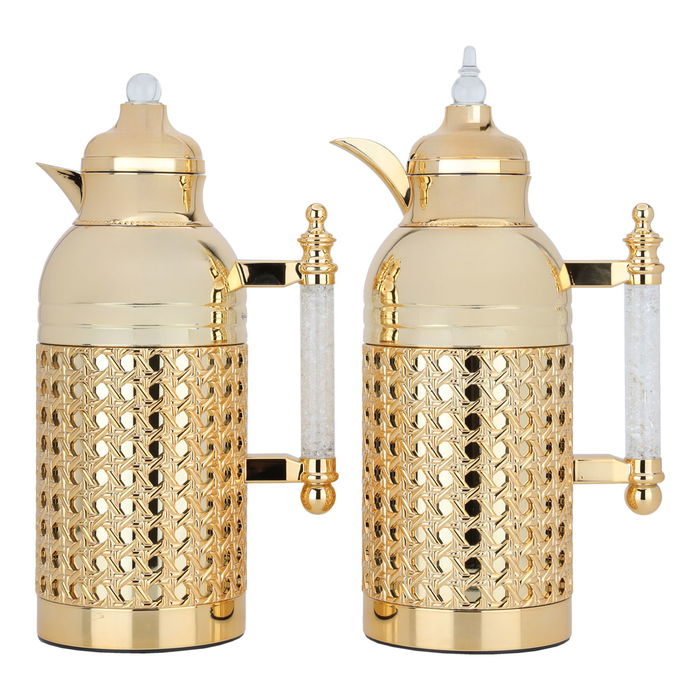 Sarah gold thermos set with crystal handle, two pieces image 1