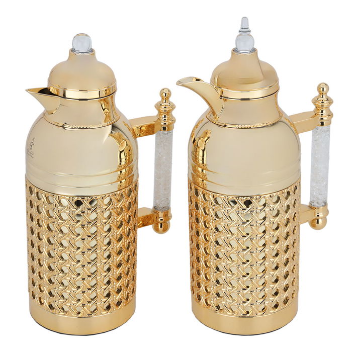 Sarah gold thermos set with crystal handle, two pieces image 2