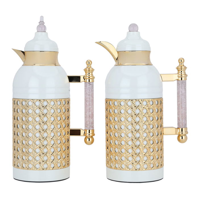 Sarah Pearl Hand-Crystal Light Purple Gold Thermos Set of 2 Pieces image 1