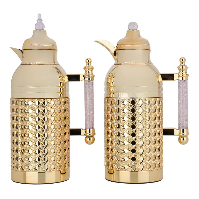 Sarah golden thermos set with light purple crystal hand, 2 pieces image 1