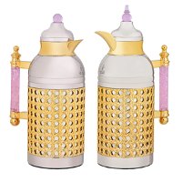 Sarah Nickel Light Pink Crystal Hand Thermos Set with Gold 2 Pieces product image