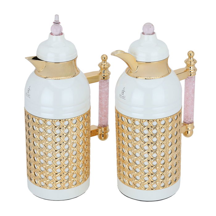 Sarah pearl thermos set, handmade with light pink crystal and gold, two pieces image 2