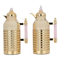 Sarah gold thermos set with light pink crystal handle, two pieces product image