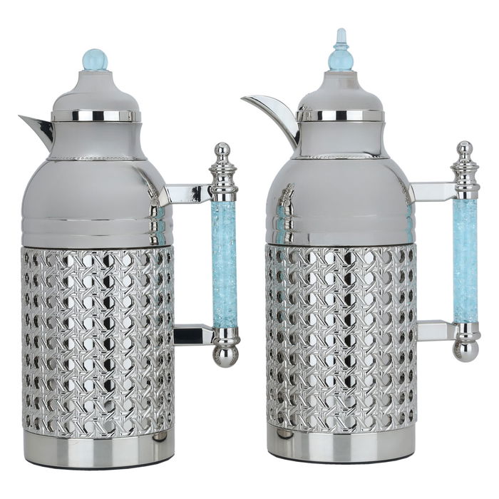 Sarah nickel blue crystal thermos set of two pieces image 1