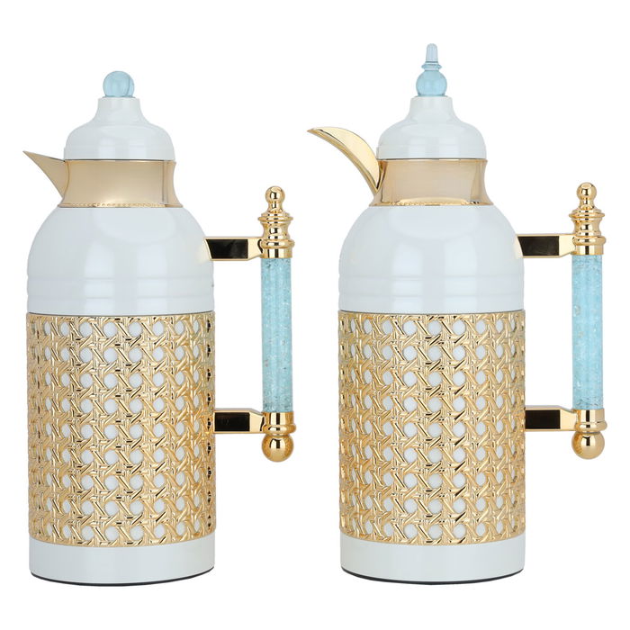 Sarah pearl thermos set, hand-crystal and gold, two pieces image 1