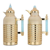 Sarah golden thermos set with cyan crystal hand, two pieces product image