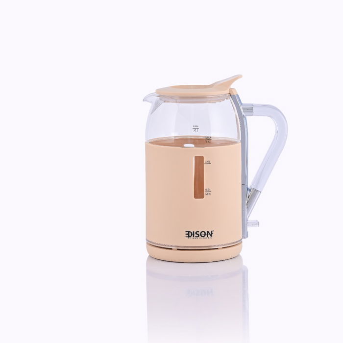 Edison Electric Glass Kettle, 1.5 Liter, 2200 Watt - Beige image 1