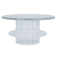 Large light gray circular steel serving stand product image