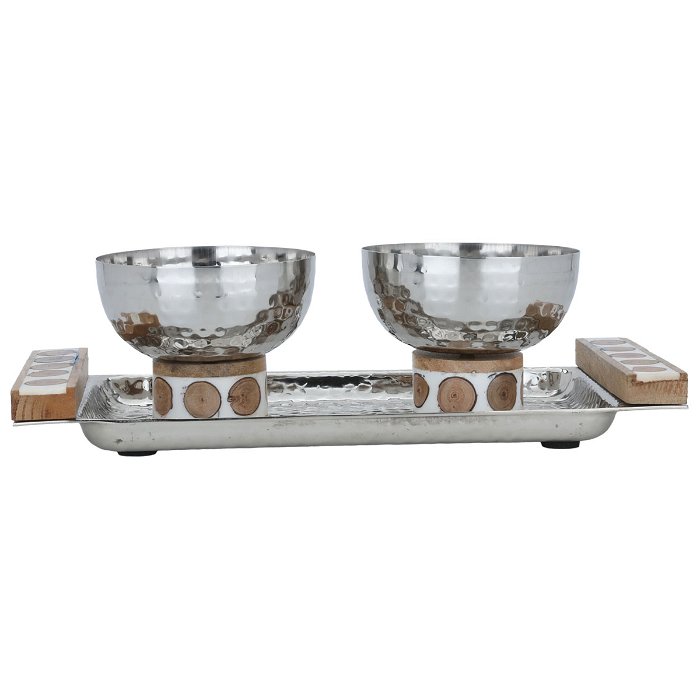 Stainless Steel Yogurt Set With Brown And White Base With Rafriya 3 Pieces image 1