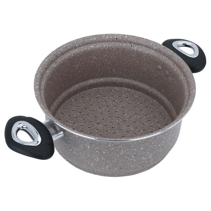 Steam Cooker Granite Brown Glass Lid 2 Pieces 22 cm image 2