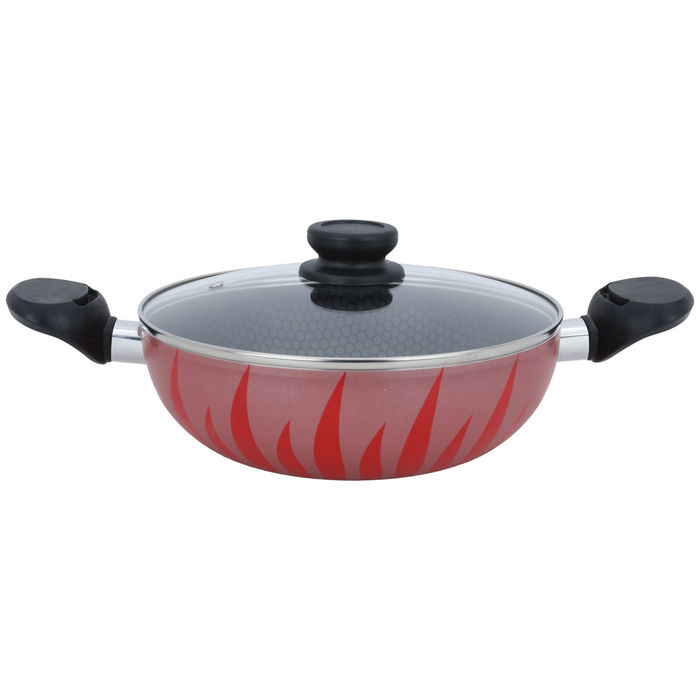 Red cooking pot glass lid 24 cm image 1