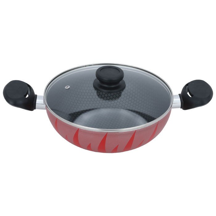 Red cooking pot glass lid 24 cm image 2