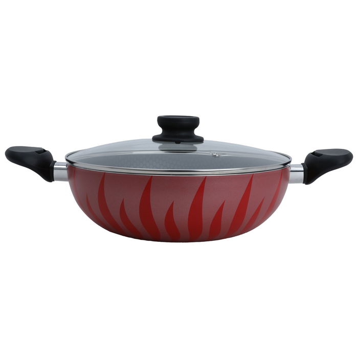 Red cooking pot glass lid image 1