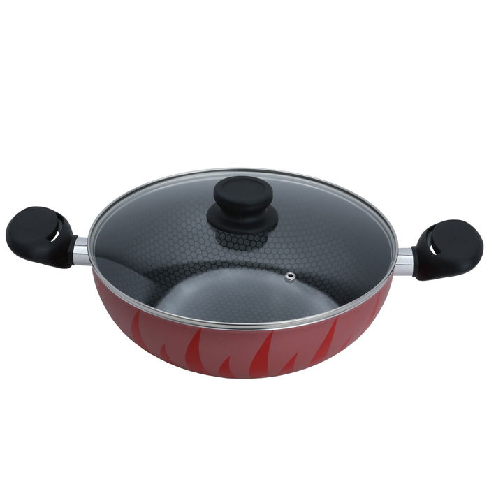 Red cooking pot glass lid image 2