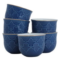 Blue Porcelain Arabic Coffee Cups Set with Gold Line 12 Pieces product image