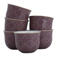 Purple porcelain Arabic coffee cups set with gold line 12 pieces product image