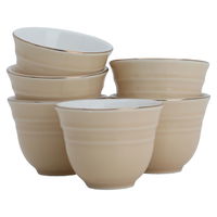 Beige Arabic Porcelain Coffee Cups Set with Gold Line 12 Pieces product image