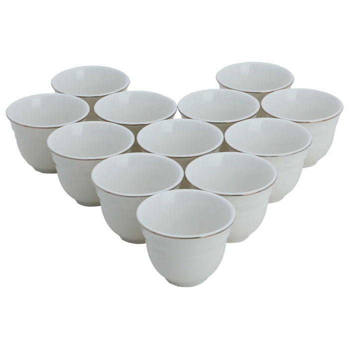 Arabic Porcelain Coffee Cups Set With Gold Line 12 Pieces image 2