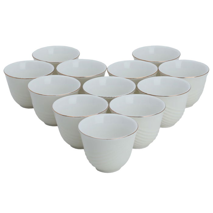 Arabic Porcelain Coffee Cups Set With Gold Line 12 Pieces image 2